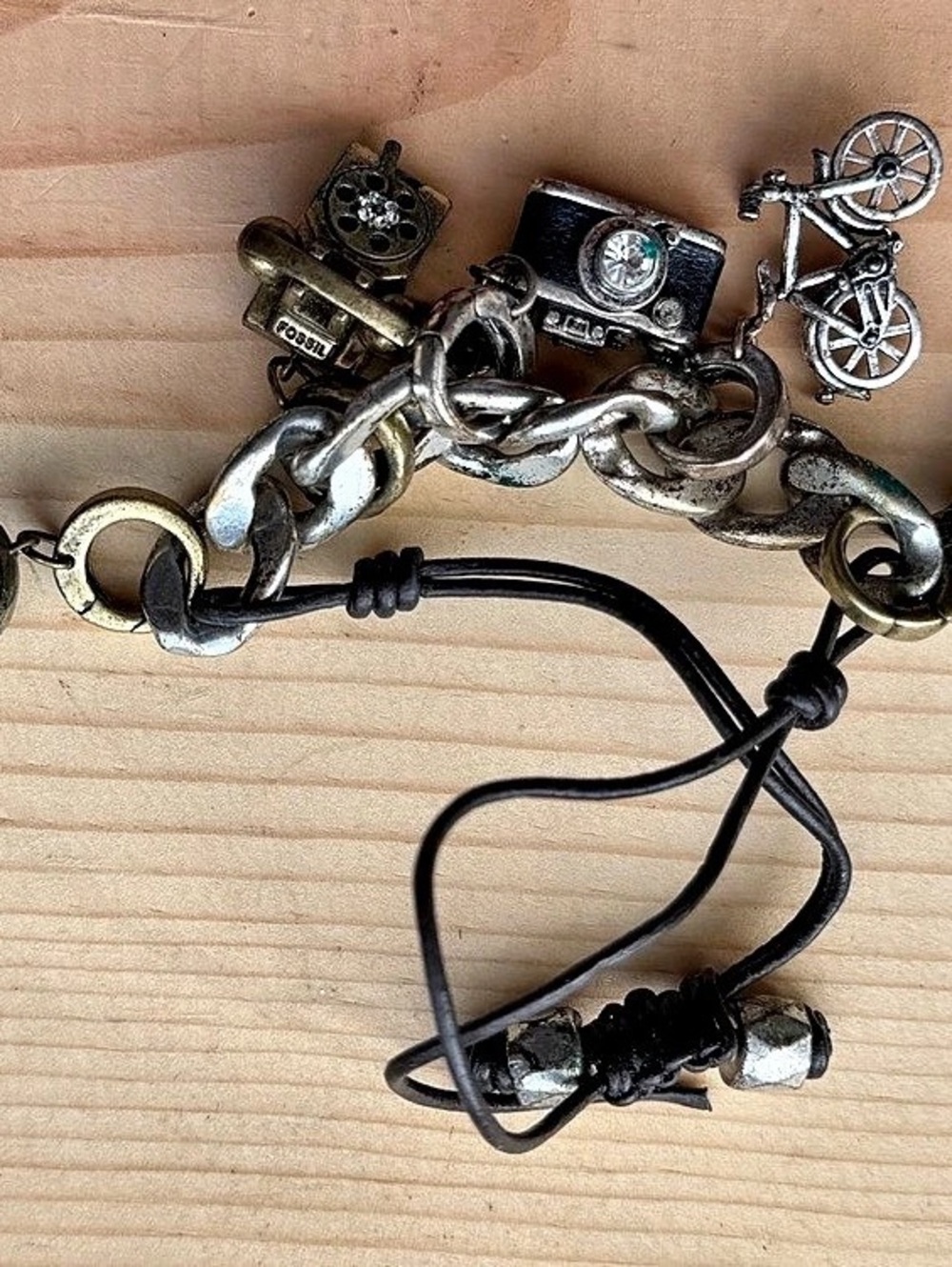 Fossil Charm Bracelet Mixed Metal Brown